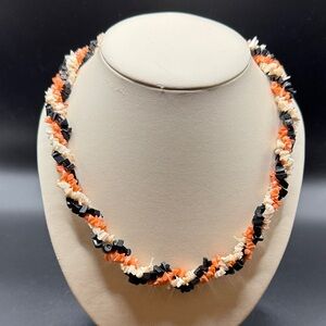 Pink Coral and Coconut Shell Necklace: Three Strand Boho Beach Jewelry, Tropical